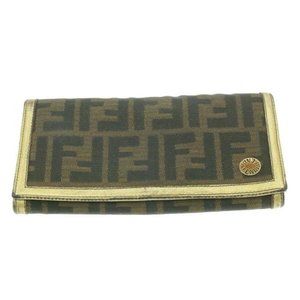 Fendi Vintage Zucca Print Gold Leather Wallet